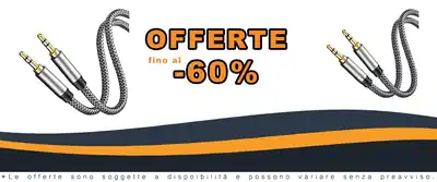 Cavo AUX nylon 3,5 mm maschio a maschio 0,3 m